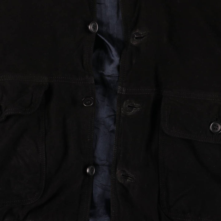 VERA PELLE Stand Collar Suede Leather Blouson Men's XXL Genuine Leather Suede Leather black type Vintage Second Hand