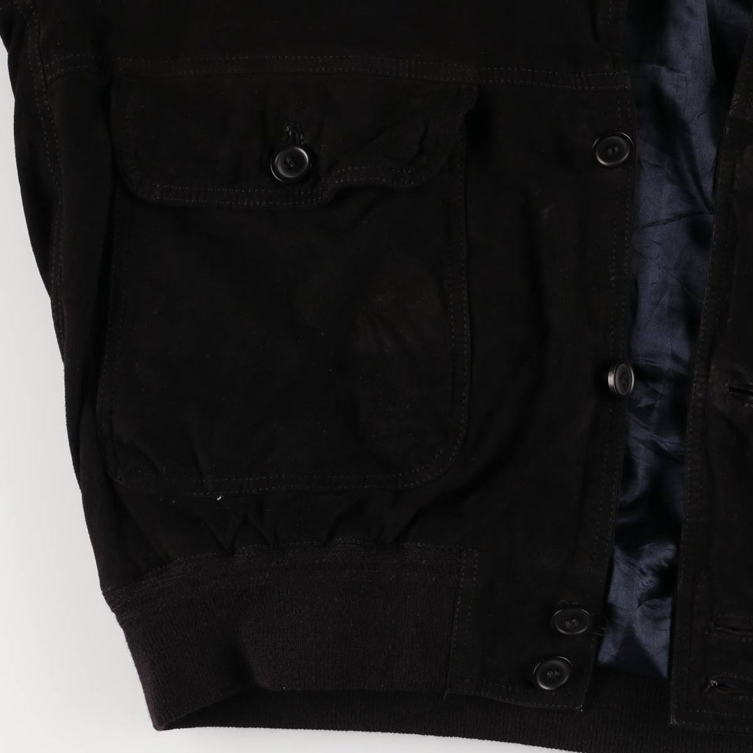 VERA PELLE Stand Collar Suede Leather Blouson Men's XXL Genuine Leather Suede Leather black type Vintage Second Hand