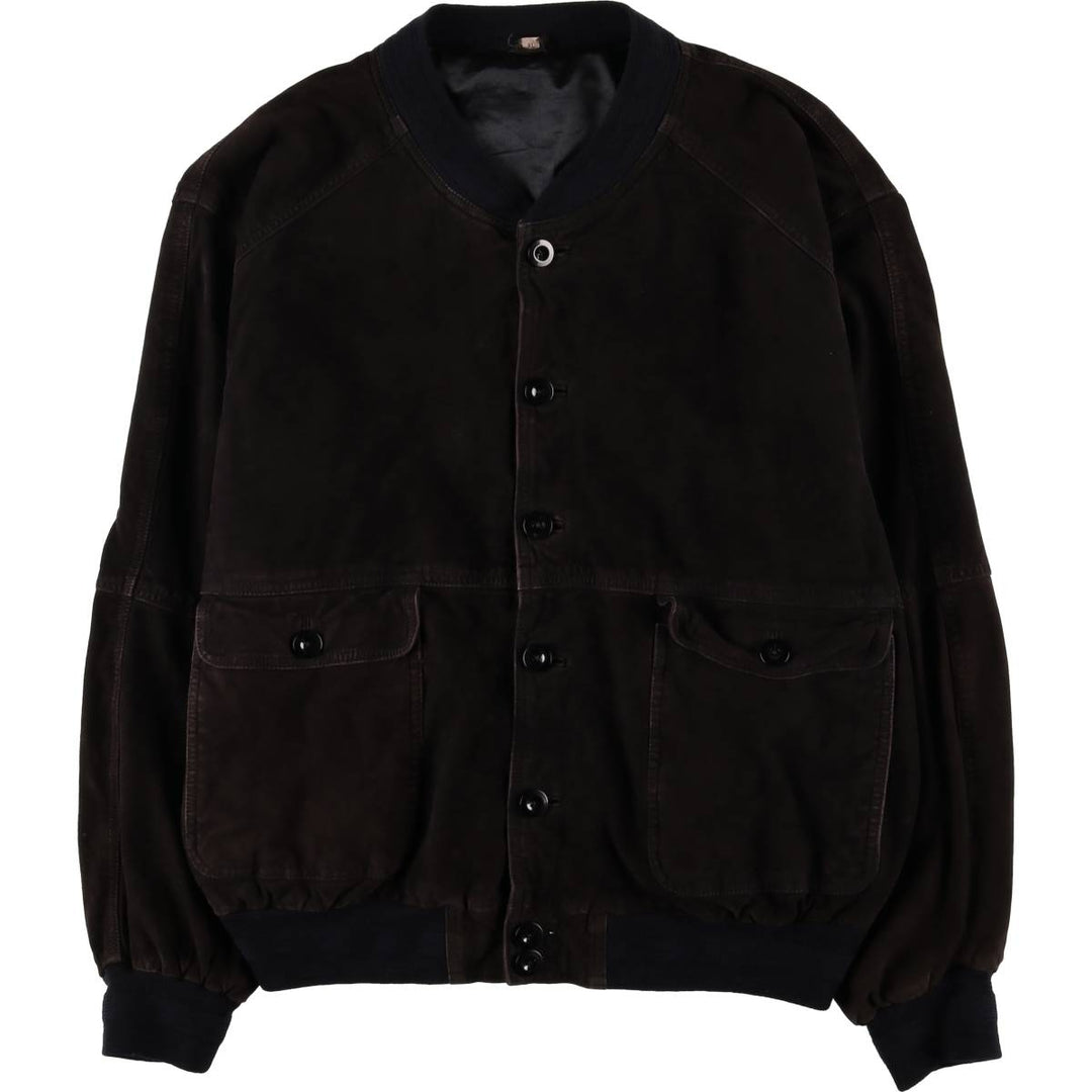 Vintage suede leather blouson, men's size XL Genuine Leather Suede Leather brown type Vintage Second Hand