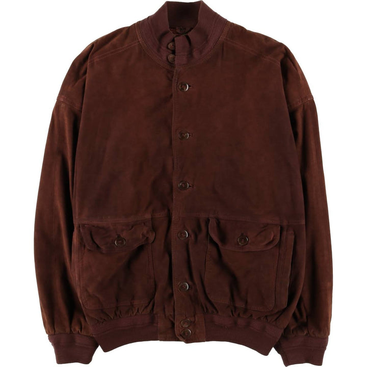 Oversized stand-collar suede leather jacket, men's size XXXL genuine leather bordeaux Vintage Second Hand