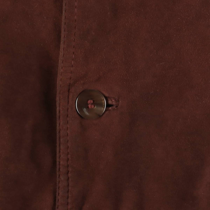 Oversized stand-collar suede leather jacket, men's size XXXL genuine leather bordeaux Vintage Second Hand