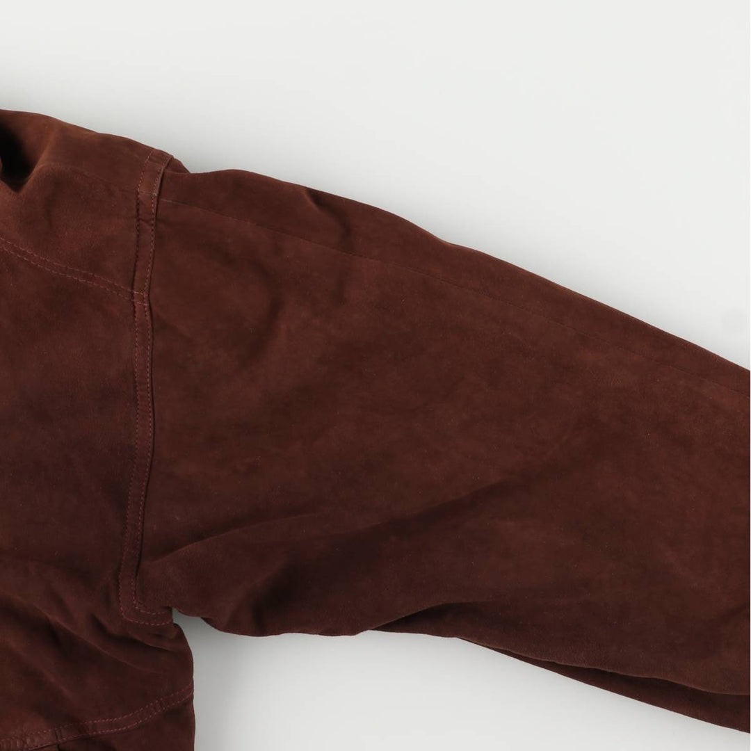 Oversized stand-collar suede leather jacket, men's size XXXL genuine leather bordeaux Vintage Second Hand