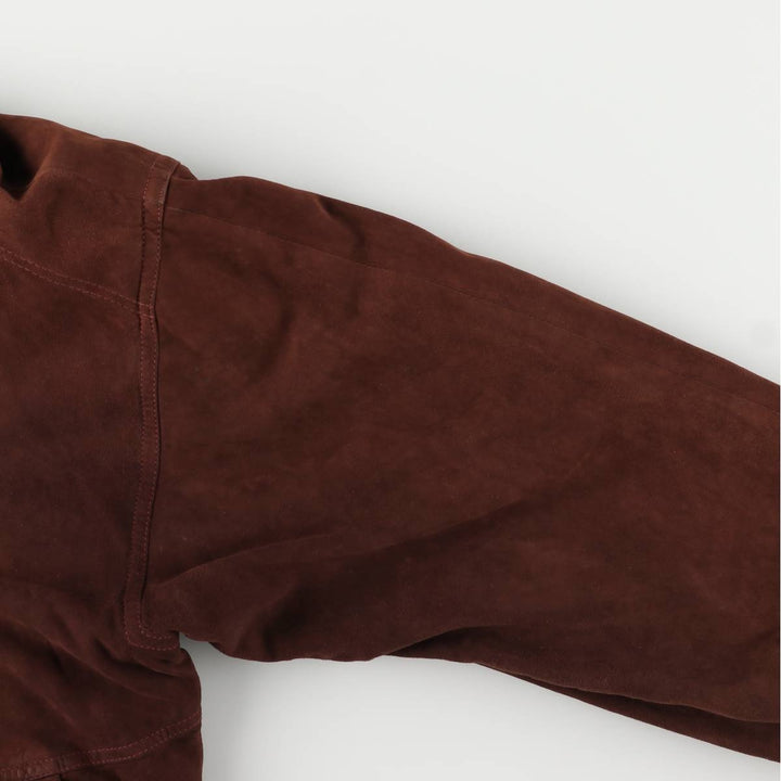 Oversized stand-collar suede leather jacket, men's size XXXL genuine leather bordeaux Vintage Second Hand