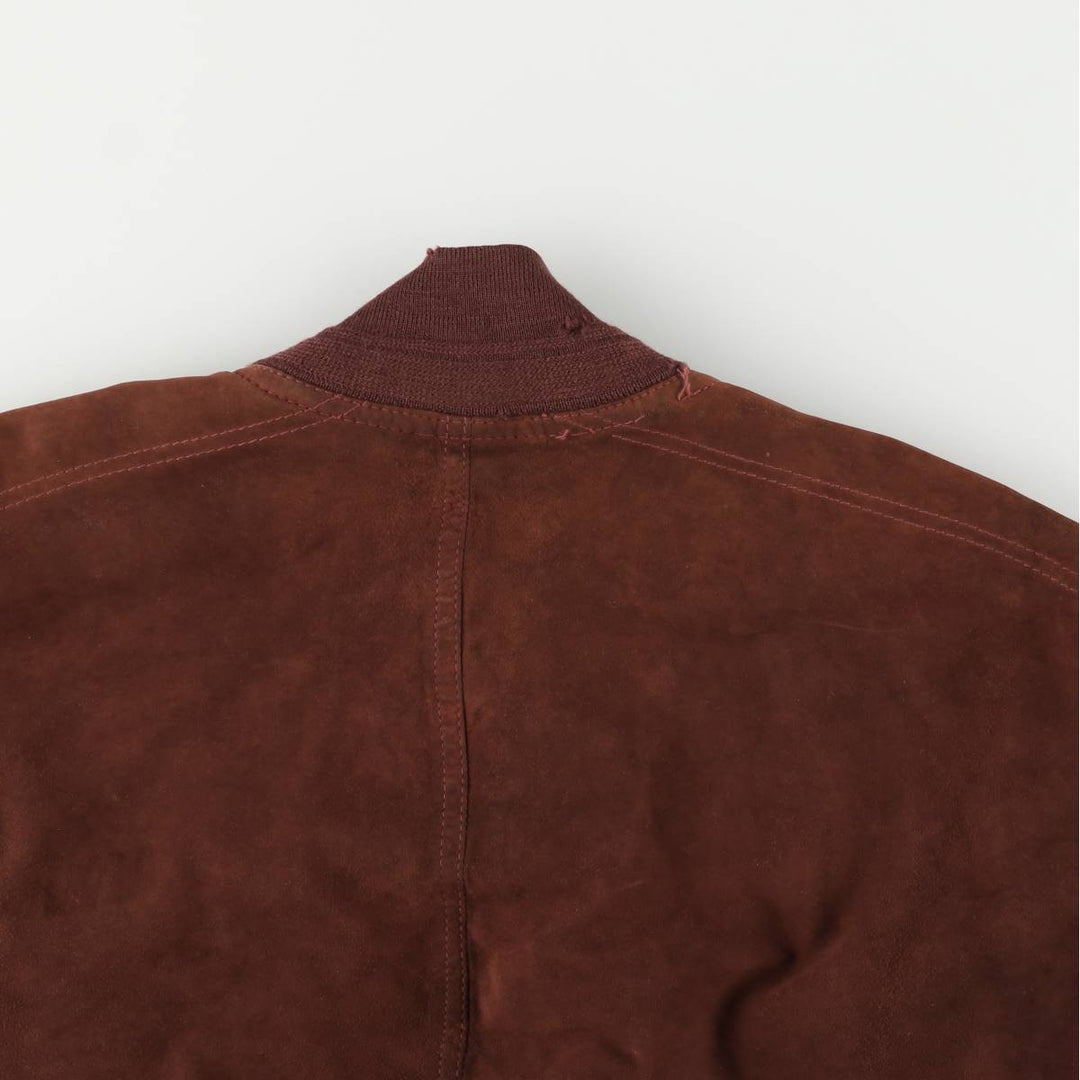 Oversized stand-collar suede leather jacket, men's size XXXL genuine leather bordeaux Vintage Second Hand