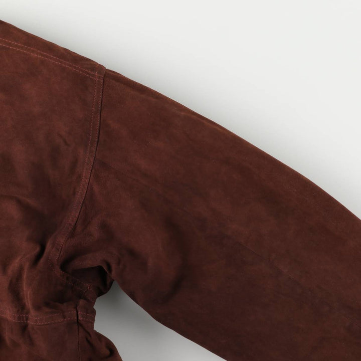 Oversized stand-collar suede leather jacket, men's size XXXL genuine leather bordeaux Vintage Second Hand