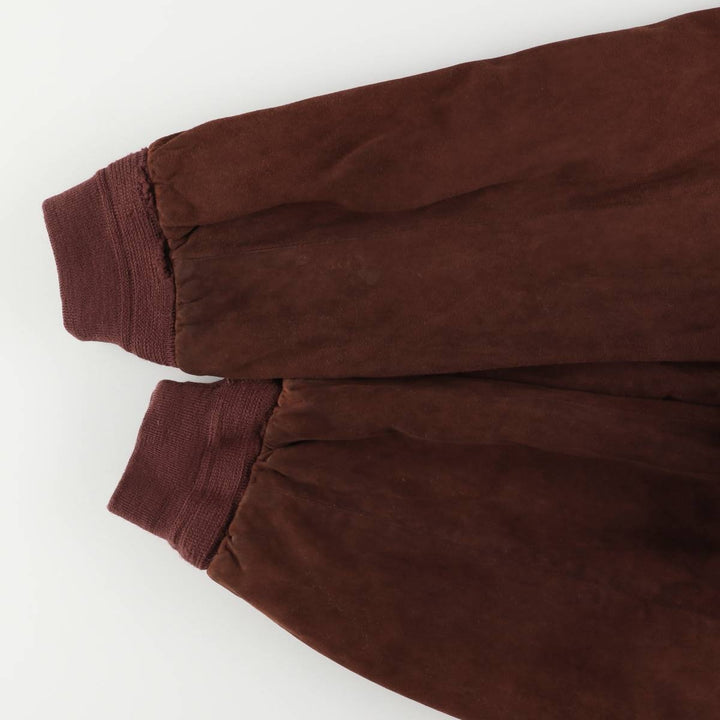 Oversized stand-collar suede leather jacket, men's size XXXL genuine leather bordeaux Vintage Second Hand