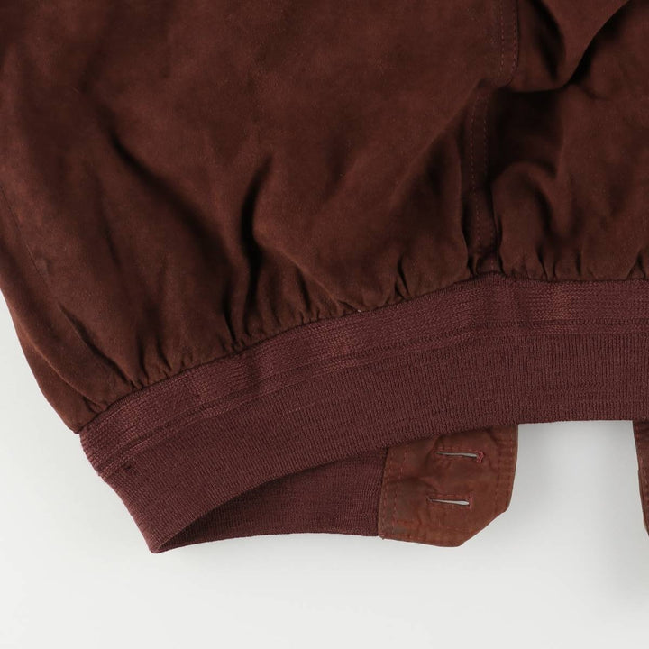 Oversized stand-collar suede leather jacket, men's size XXXL genuine leather bordeaux Vintage Second Hand