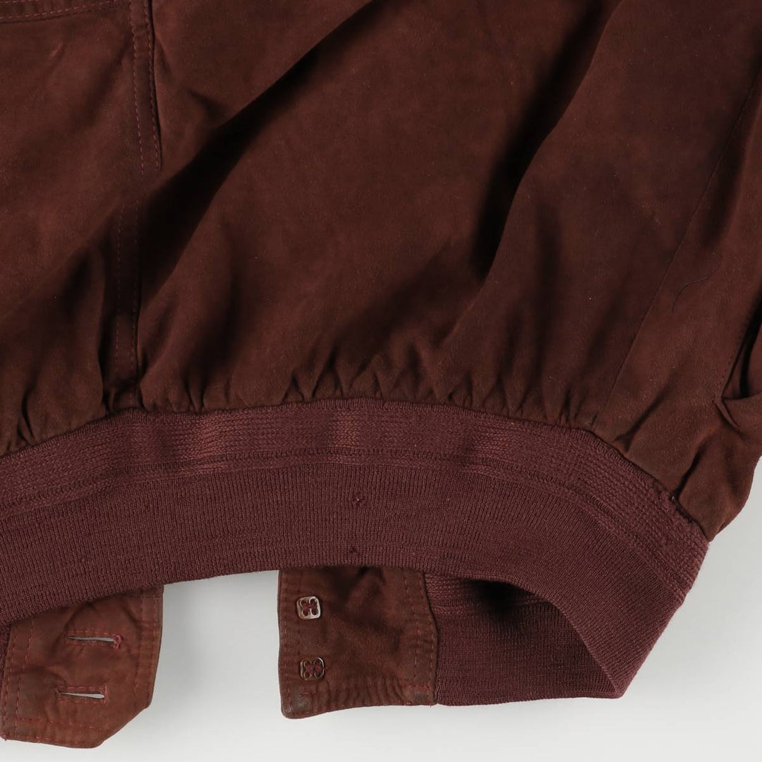 Oversized stand-collar suede leather jacket, men's size XXXL genuine leather bordeaux Vintage Second Hand