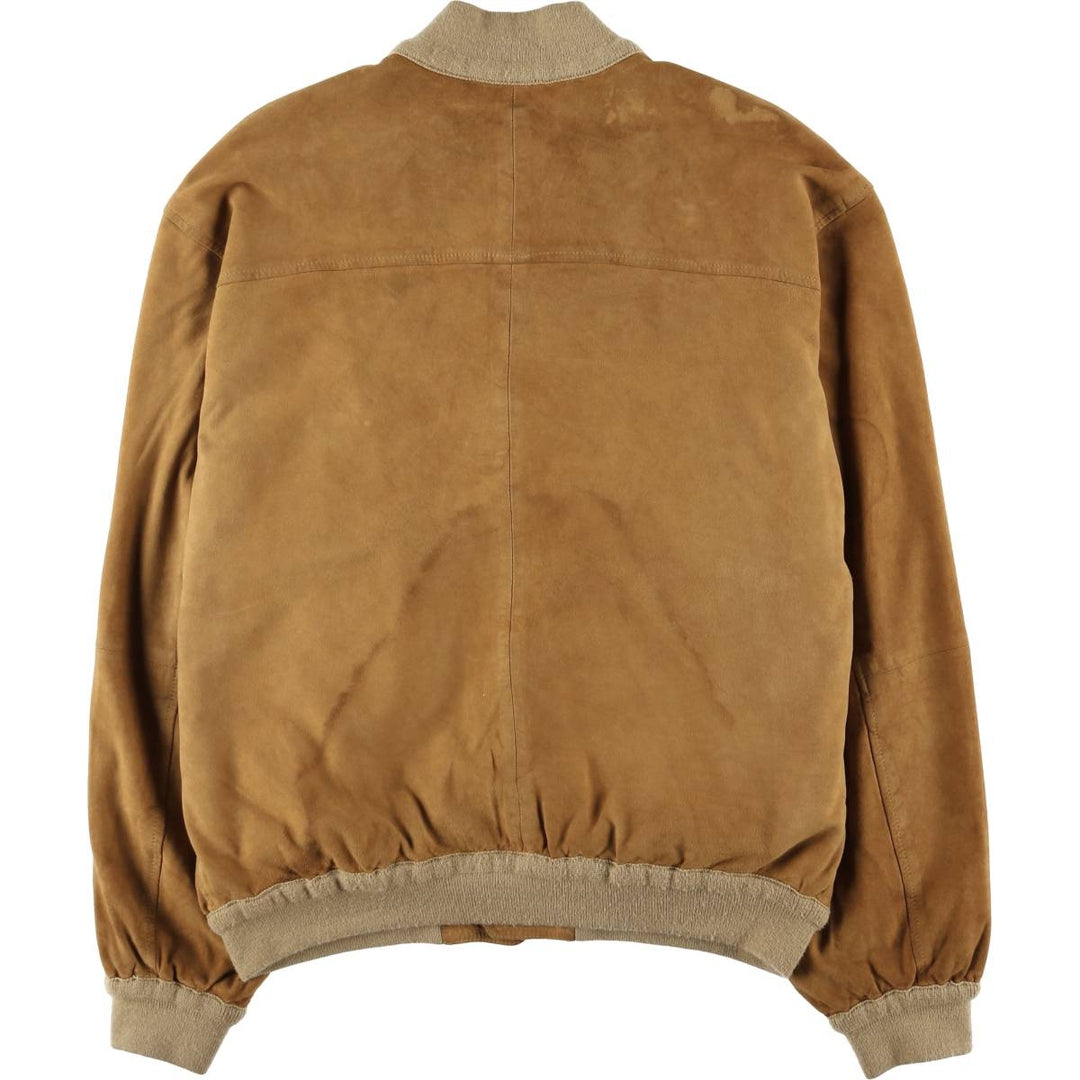 Hal stand-collar suede leather jacket, men's size XL genuine leather Khaki type brown Vintage Second Hand