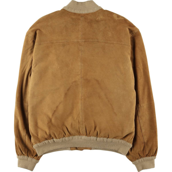 Hal stand-collar suede leather jacket, men's size XL genuine leather Khaki type brown Vintage Second Hand