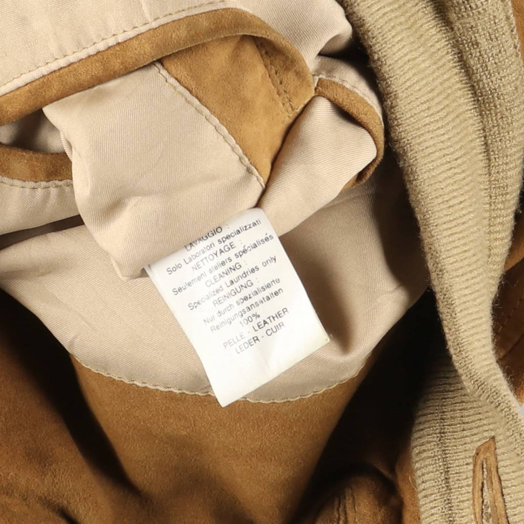 Hal stand-collar suede leather jacket, men's size XL genuine leather Khaki type brown Vintage Second Hand