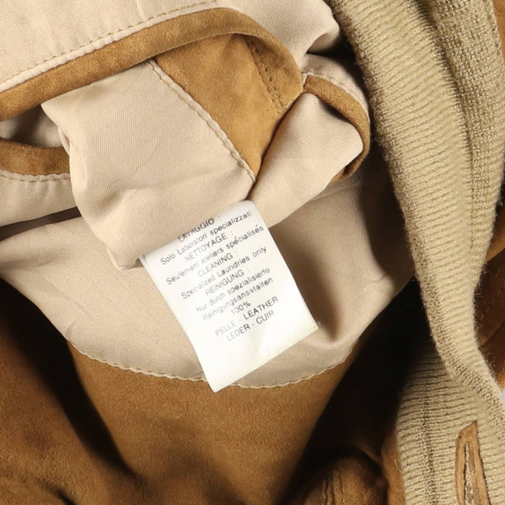 Hal stand-collar suede leather jacket, men's size XL genuine leather Khaki type brown Vintage Second Hand