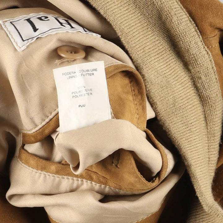 Hal stand-collar suede leather jacket, men's size XL genuine leather Khaki type brown Vintage Second Hand