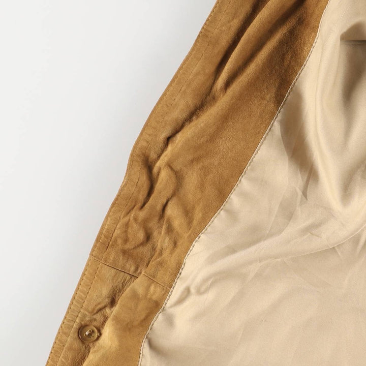 Hal stand-collar suede leather jacket, men's size XL genuine leather Khaki type brown Vintage Second Hand