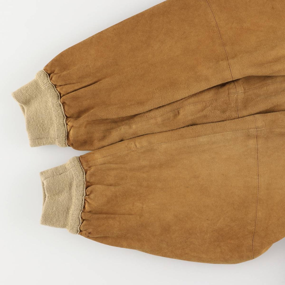 Hal stand-collar suede leather jacket, men's size XL genuine leather Khaki type brown Vintage Second Hand