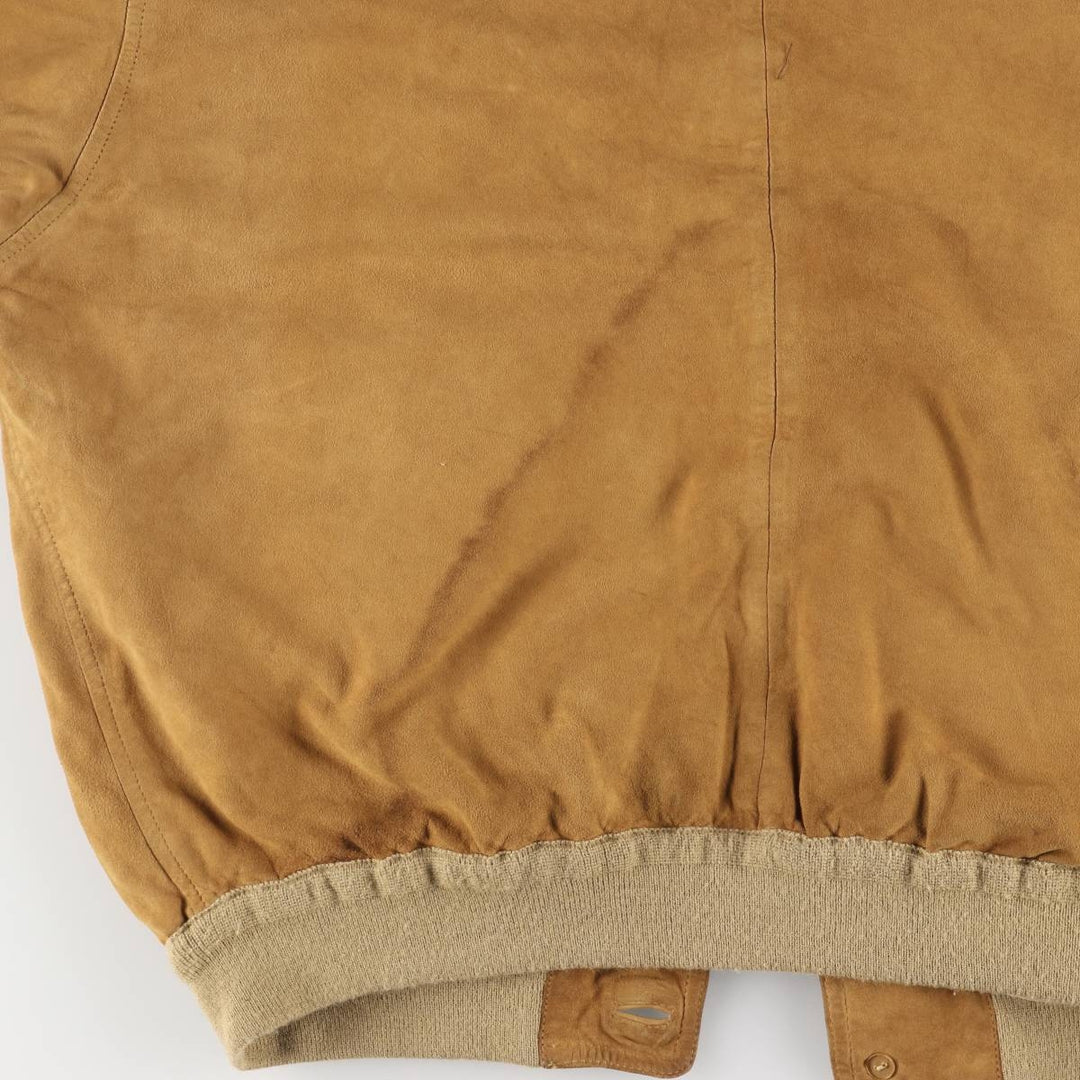 Hal stand-collar suede leather jacket, men's size XL genuine leather Khaki type brown Vintage Second Hand