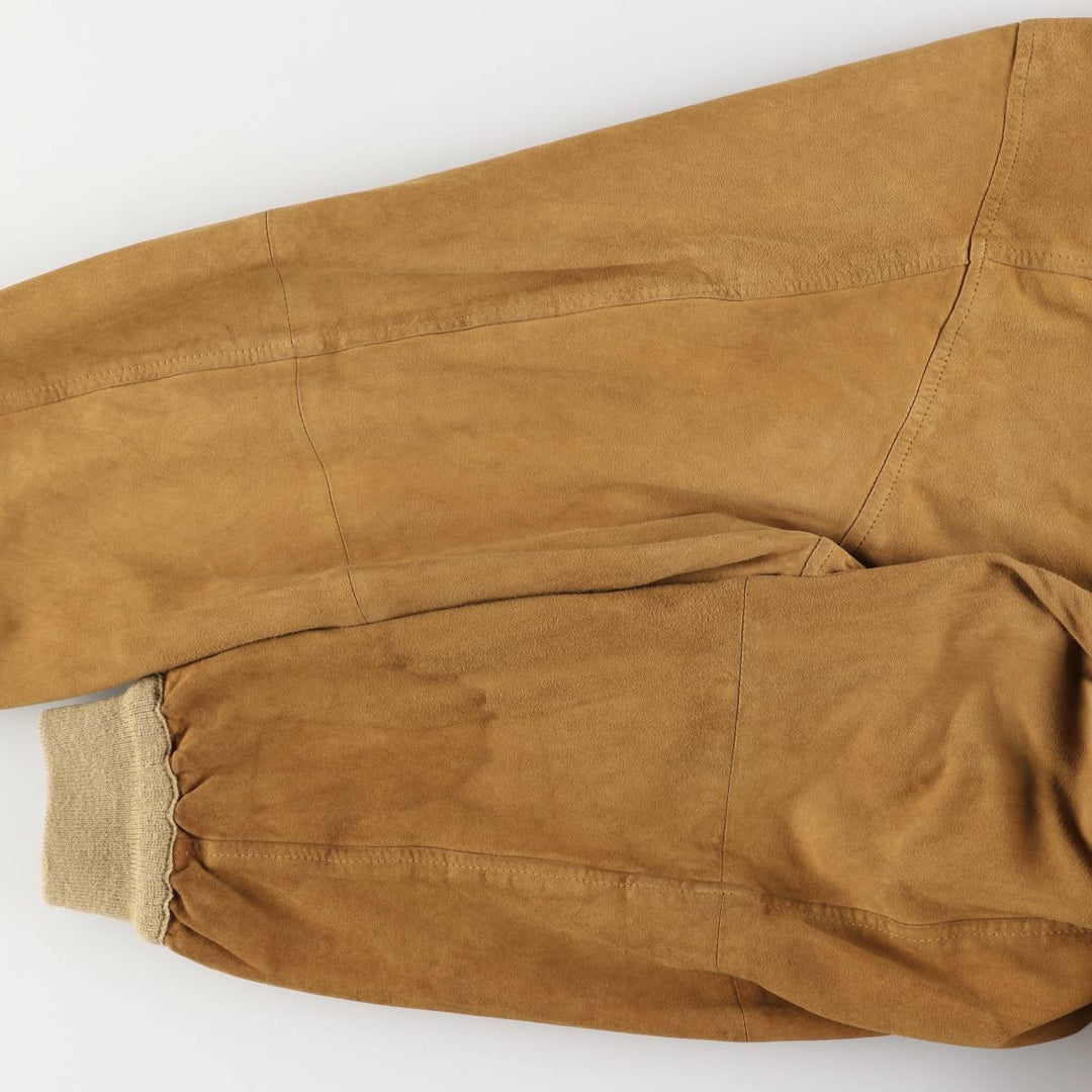 Hal stand-collar suede leather jacket, men's size XL genuine leather Khaki type brown Vintage Second Hand