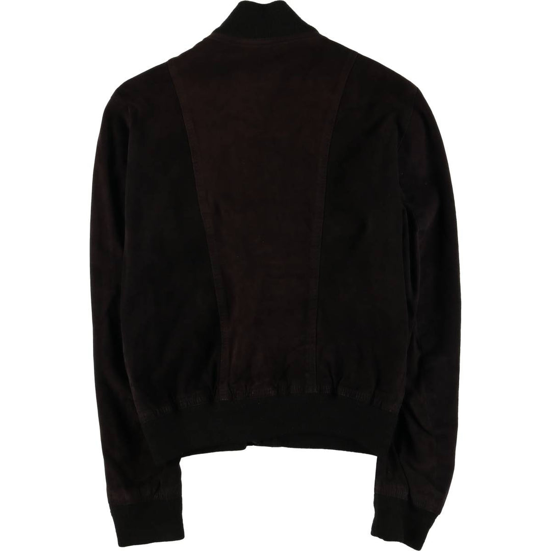 Stand-collar suede leather blouson, men's size S unclear black type Vintage Second Hand