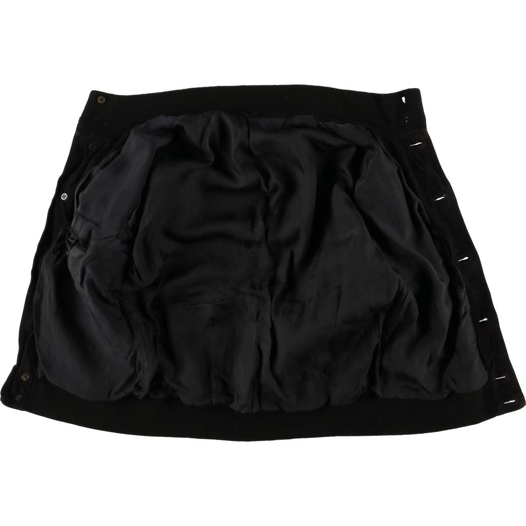 Stand-collar suede leather blouson, men's size S unclear black type Vintage Second Hand