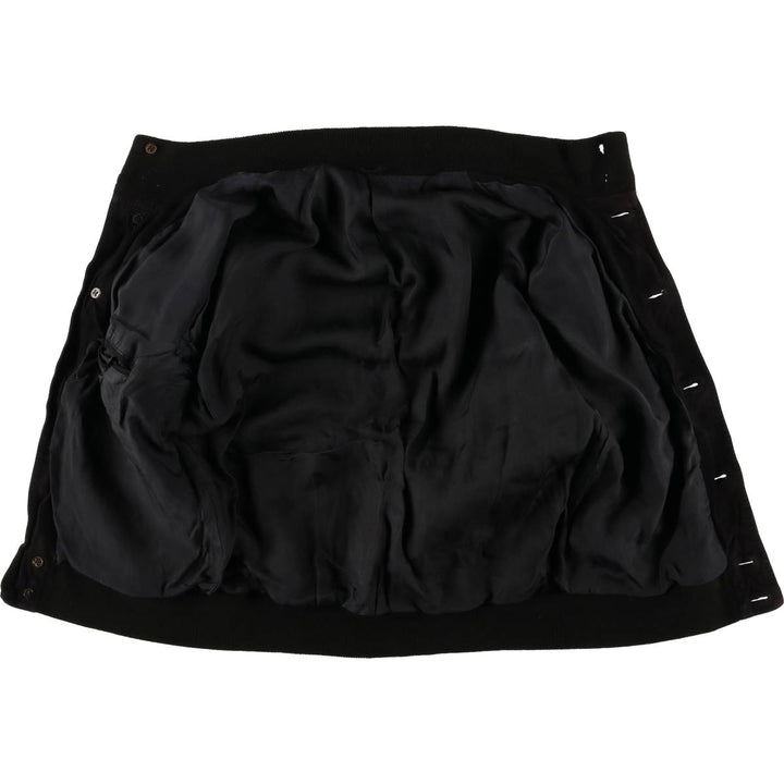 Stand-collar suede leather blouson, men's size S unclear black type Vintage Second Hand