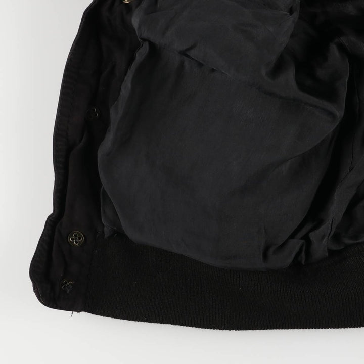 Stand-collar suede leather blouson, men's size S unclear black type Vintage Second Hand