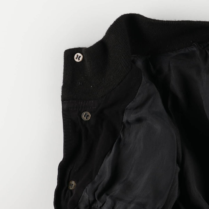 Stand-collar suede leather blouson, men's size S unclear black type Vintage Second Hand