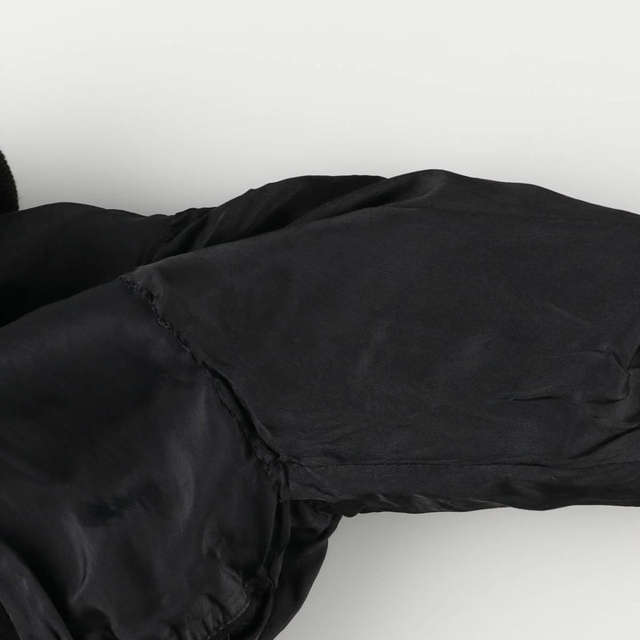 Stand-collar suede leather blouson, men's size S unclear black type Vintage Second Hand