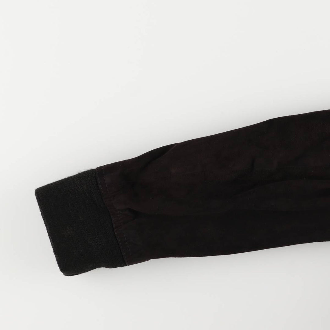 Stand-collar suede leather blouson, men's size S unclear black type Vintage Second Hand
