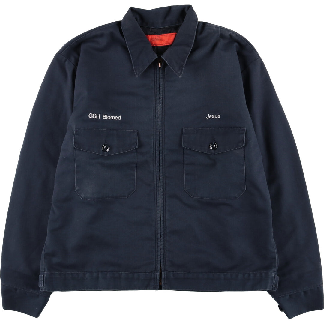 CINTAS padded work jacket, men's size L polyester navy blue type Vintage Second Hand