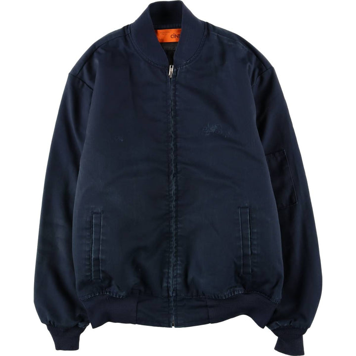 CINTAS Work Blouson, Made in USA, Men's Size L polyester navy blue type Vintage Second Hand