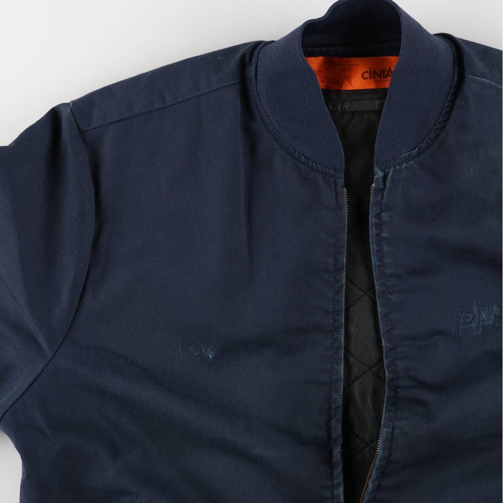 CINTAS Work Blouson, Made in USA, Men's Size L polyester navy blue type Vintage Second Hand