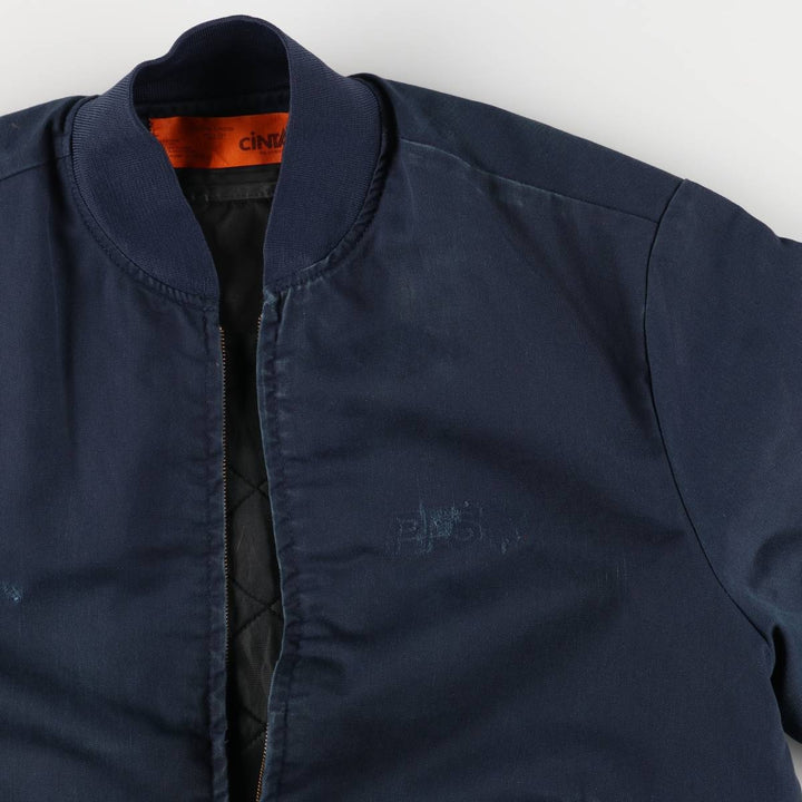 CINTAS Work Blouson, Made in USA, Men's Size L polyester navy blue type Vintage Second Hand