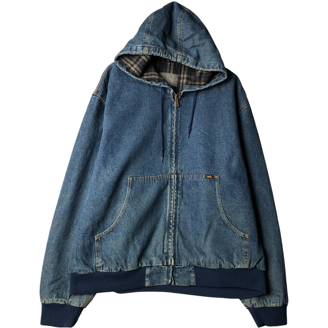 Vintage 90'S Lee padded denim hoodie, men's size XL others blue type Vintage Second Hand