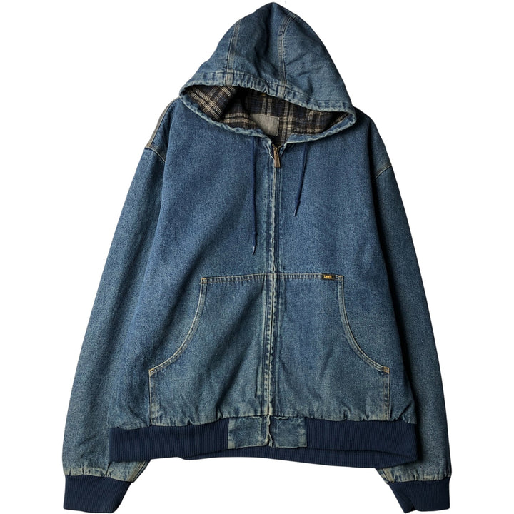 Vintage 90'S Lee padded denim hoodie, men's size XL others blue type Vintage Second Hand