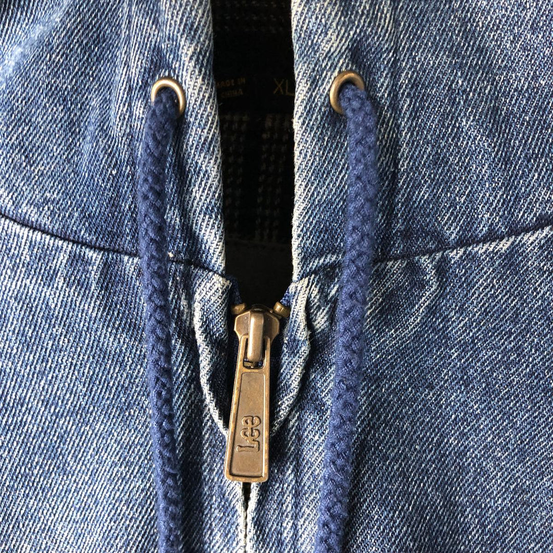 Vintage 90'S Lee padded denim hoodie, men's size XL others blue type Vintage Second Hand