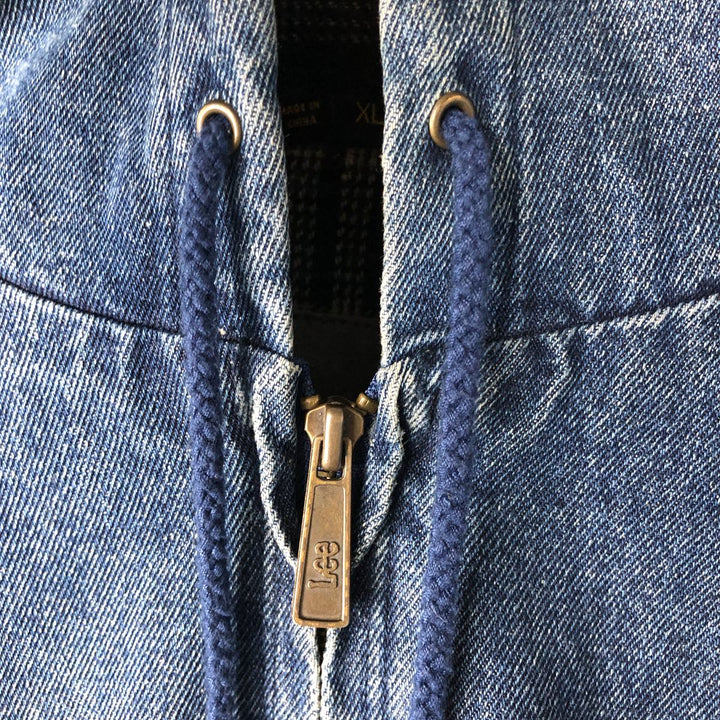 Vintage 90'S Lee padded denim hoodie, men's size XL others blue type Vintage Second Hand