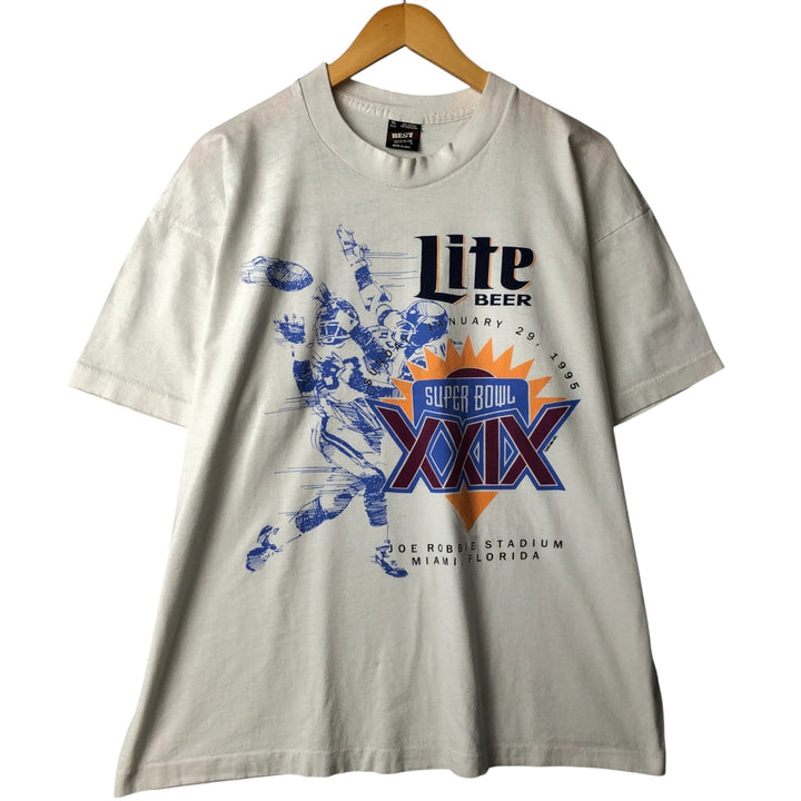 90'S Fruit of the Loom BEST SUPER BOWL XXIX Super Bowl Sports Print T-Shirt, Made in USA, Men's Size XL cotton white type Vintage Second Hand