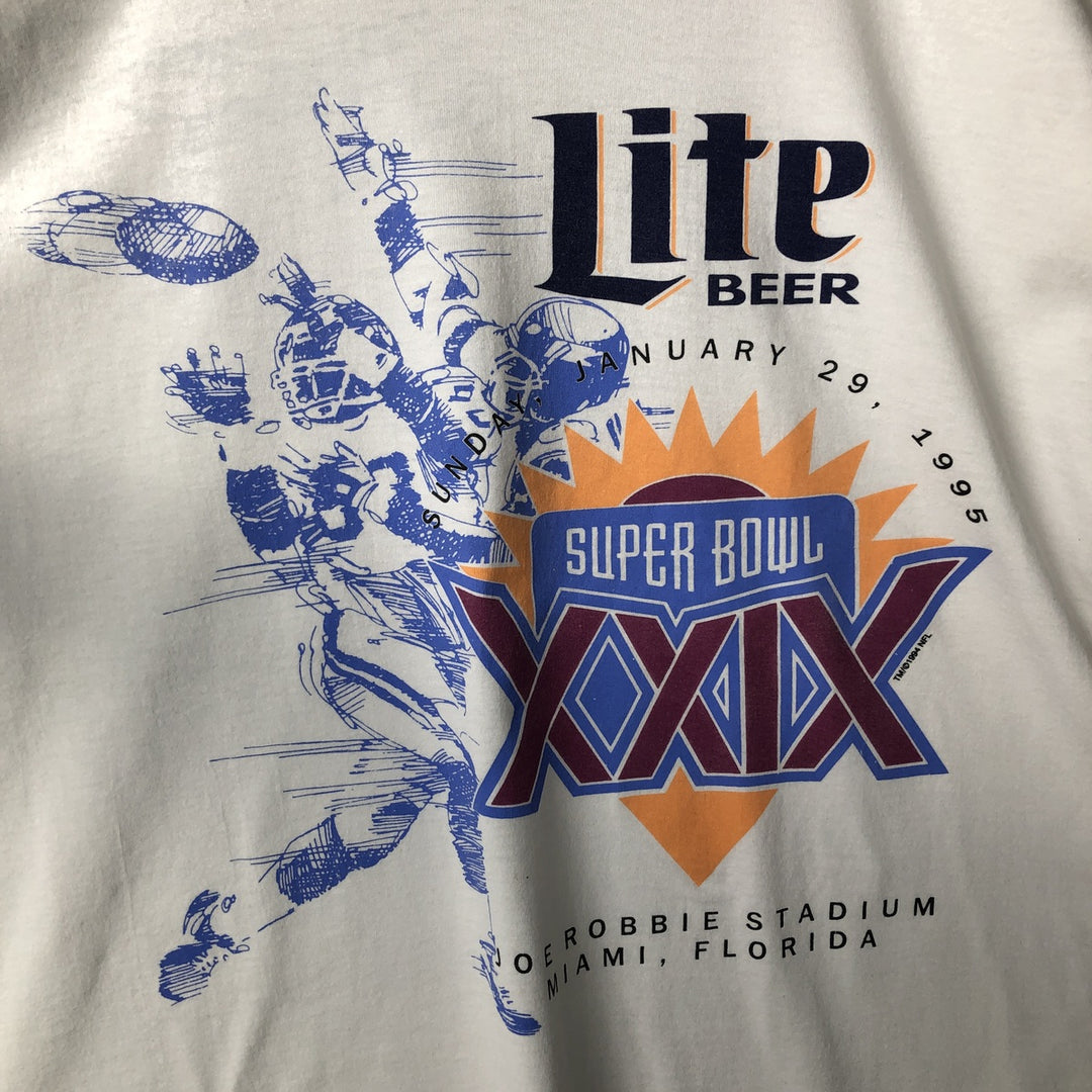 90'S Fruit of the Loom BEST SUPER BOWL XXIX Super Bowl Sports Print T-Shirt, Made in USA, Men's Size XL cotton white type Vintage Second Hand
