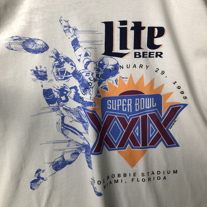 90'S Fruit of the Loom BEST SUPER BOWL XXIX Super Bowl Sports Print T-Shirt, Made in USA, Men's Size XL cotton white type Vintage Second Hand