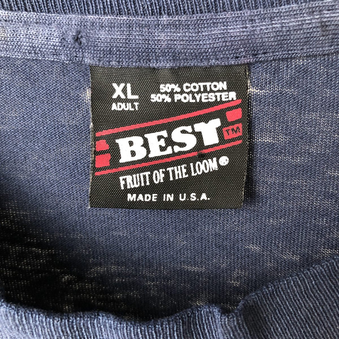 Vintage 90'S Fruit of the Loom Vest Sports Print T-Shirt, Made in USA, Men's XL cotton navy blue type Vintage Second Hand