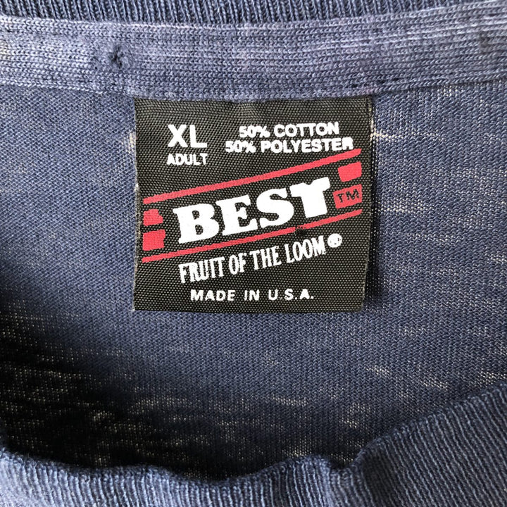 Vintage 90'S Fruit of the Loom Vest Sports Print T-Shirt, Made in USA, Men's XL cotton navy blue type Vintage Second Hand