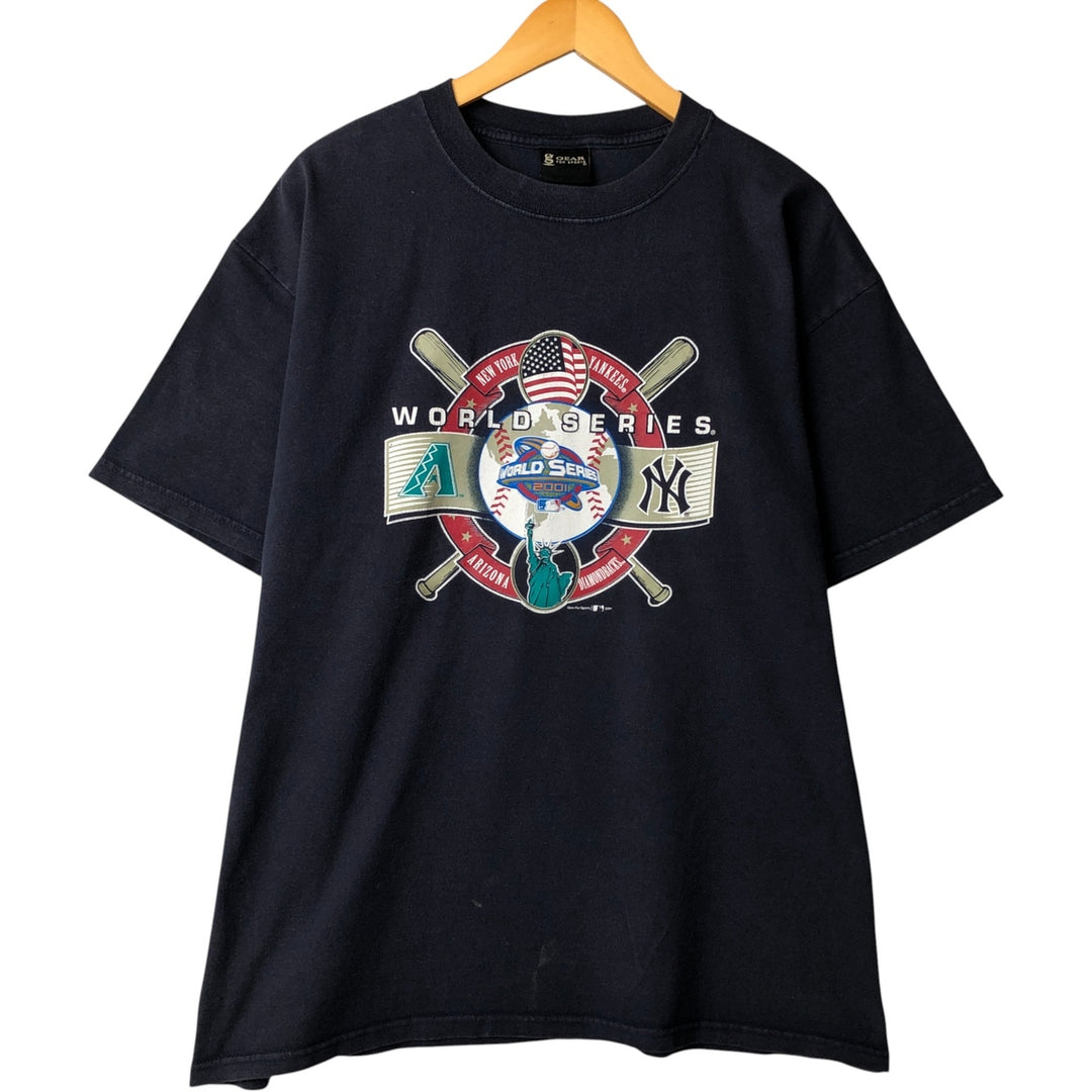2000'S Gear MLB New York Yankees Sports Print T-Shirt, Made in USA, Men's XL cotton navy blue type Vintage Second Hand