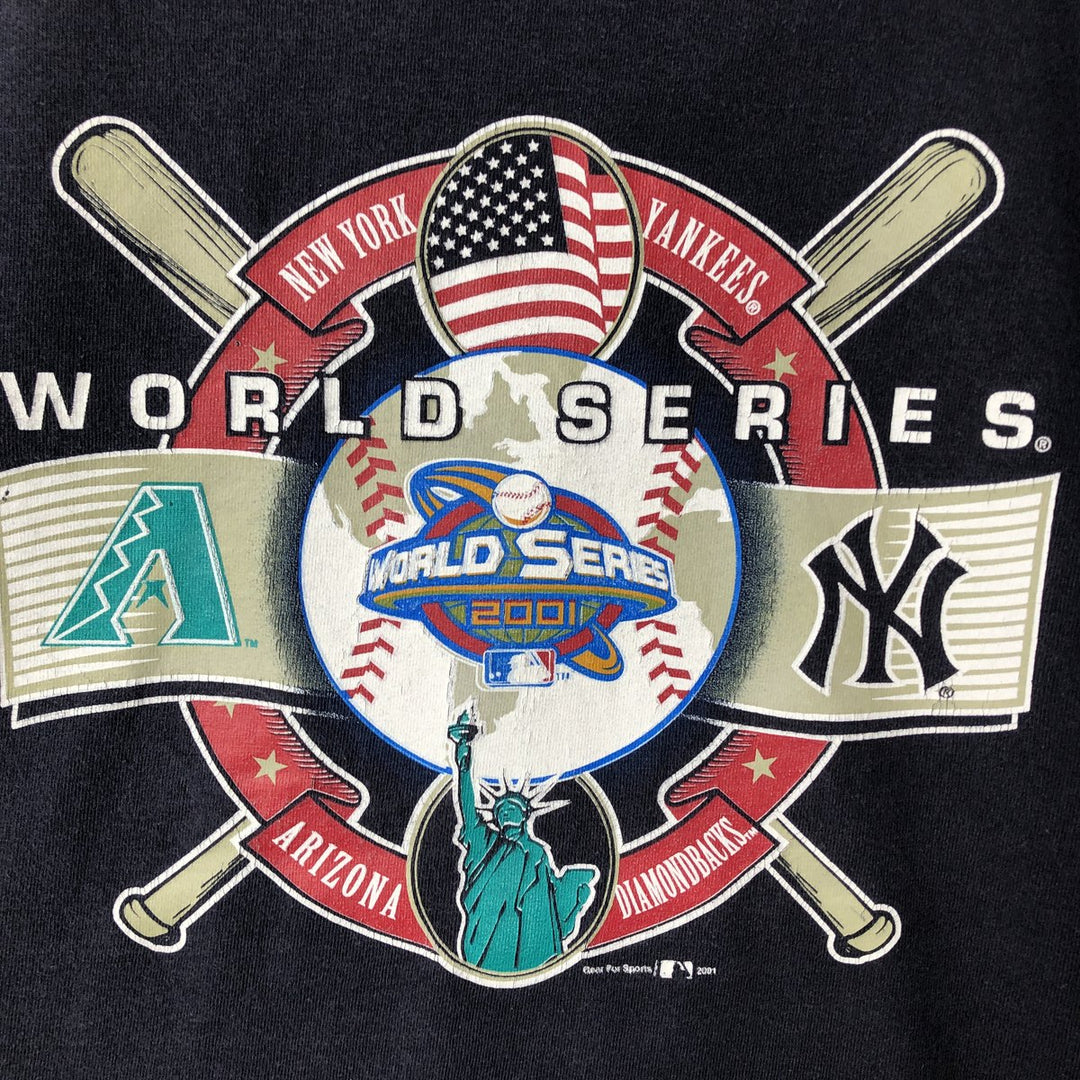 2000'S Gear MLB New York Yankees Sports Print T-Shirt, Made in USA, Men's XL cotton navy blue type Vintage Second Hand