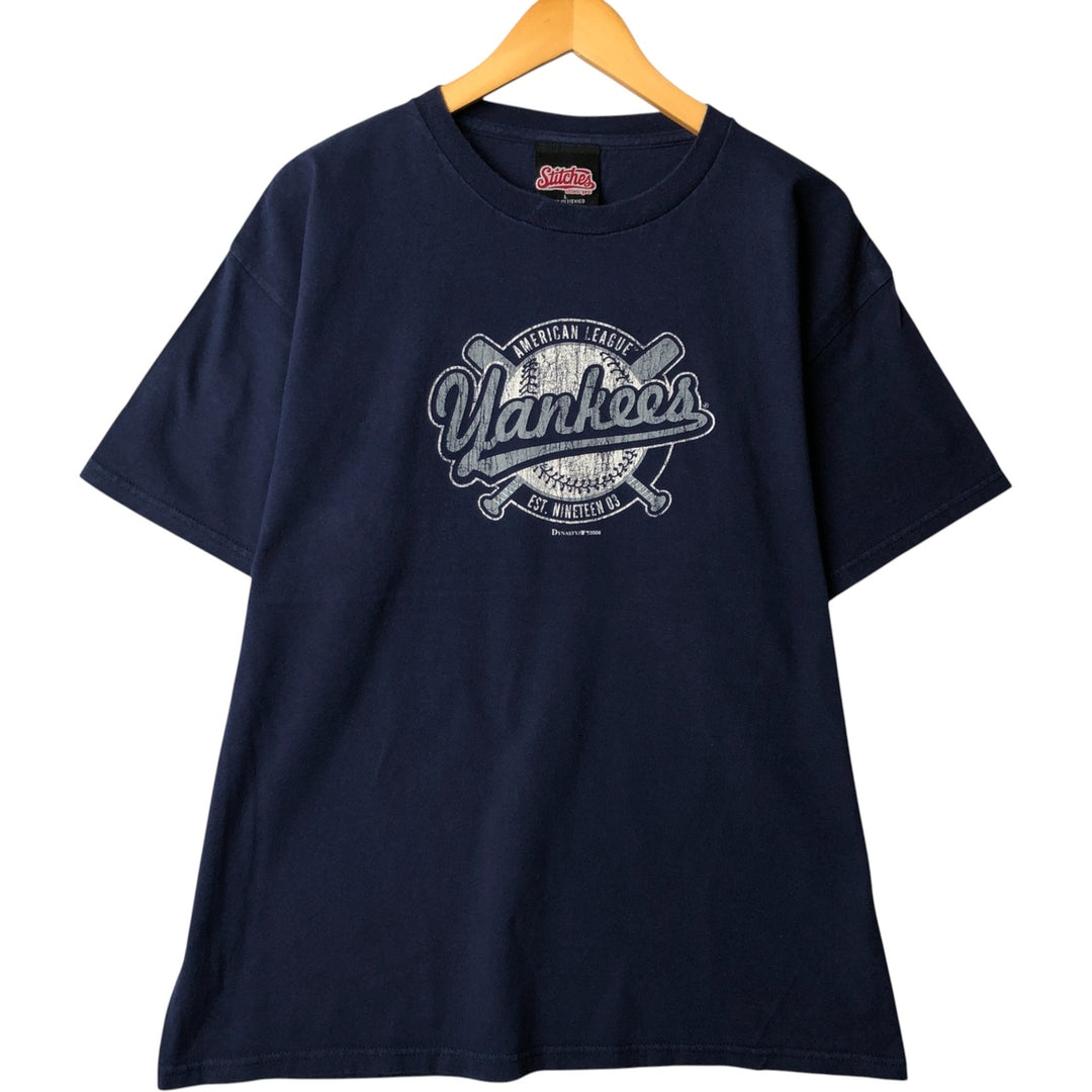 2000'S Stitches Athletic Gear MLB New York Yankees Sports Print T-Shirt, Men's Size L cotton navy blue type Vintage Second Hand