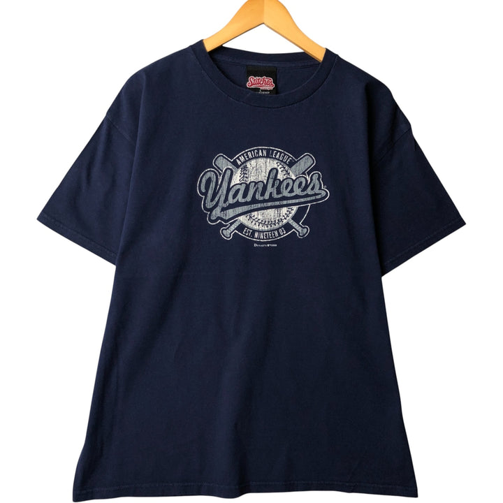 2000'S Stitches Athletic Gear MLB New York Yankees Sports Print T-Shirt, Men's Size L cotton navy blue type Vintage Second Hand