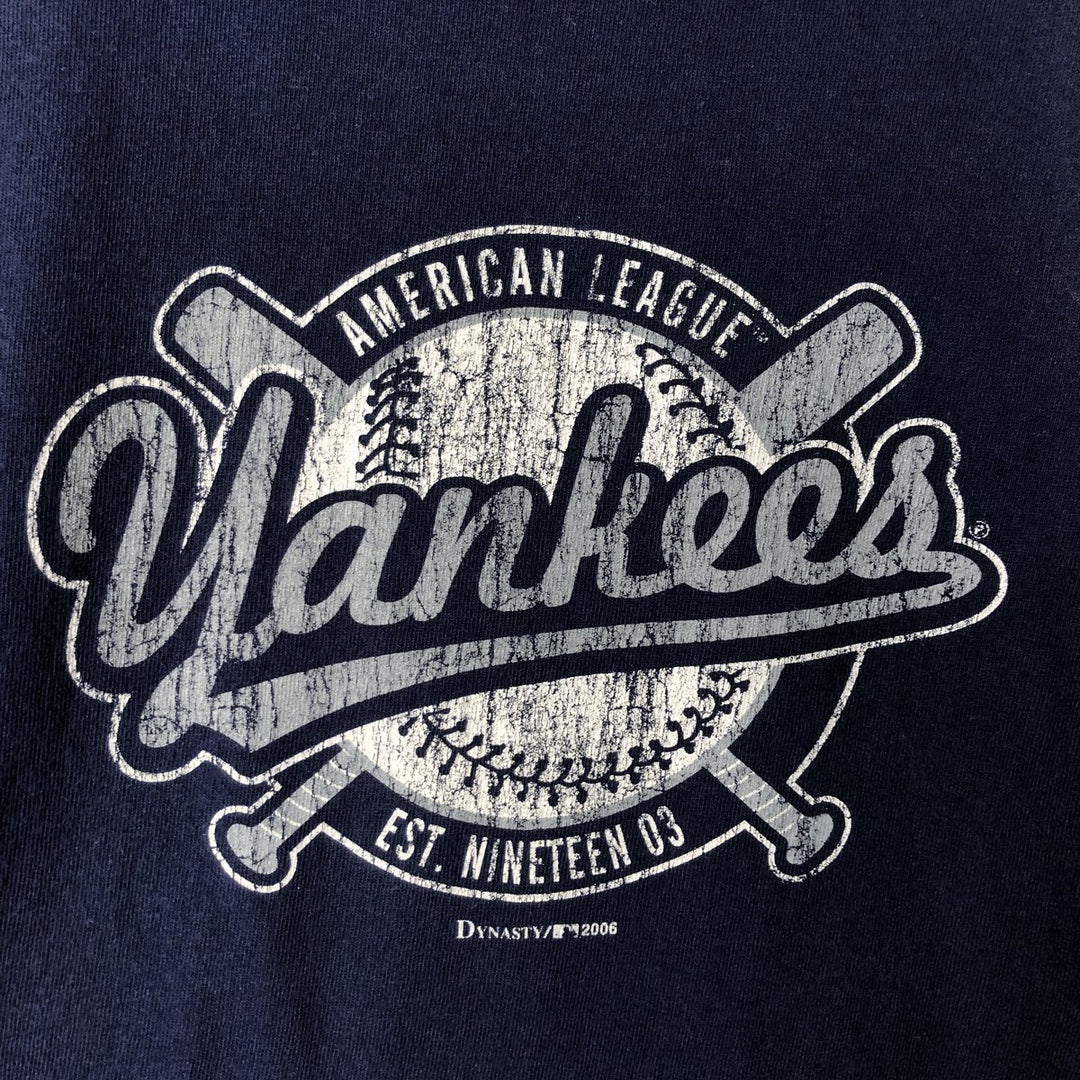 2000'S Stitches Athletic Gear MLB New York Yankees Sports Print T-Shirt, Men's Size L cotton navy blue type Vintage Second Hand