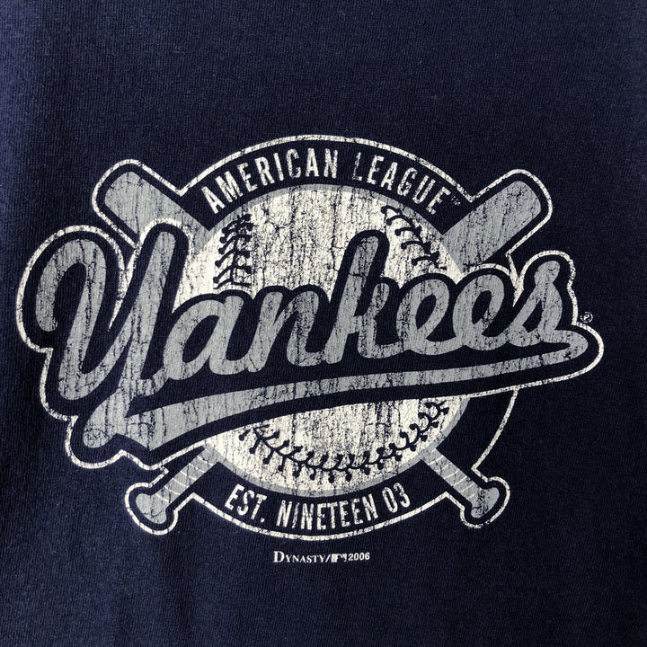 2000'S Stitches Athletic Gear MLB New York Yankees Sports Print T-Shirt, Men's Size L cotton navy blue type Vintage Second Hand