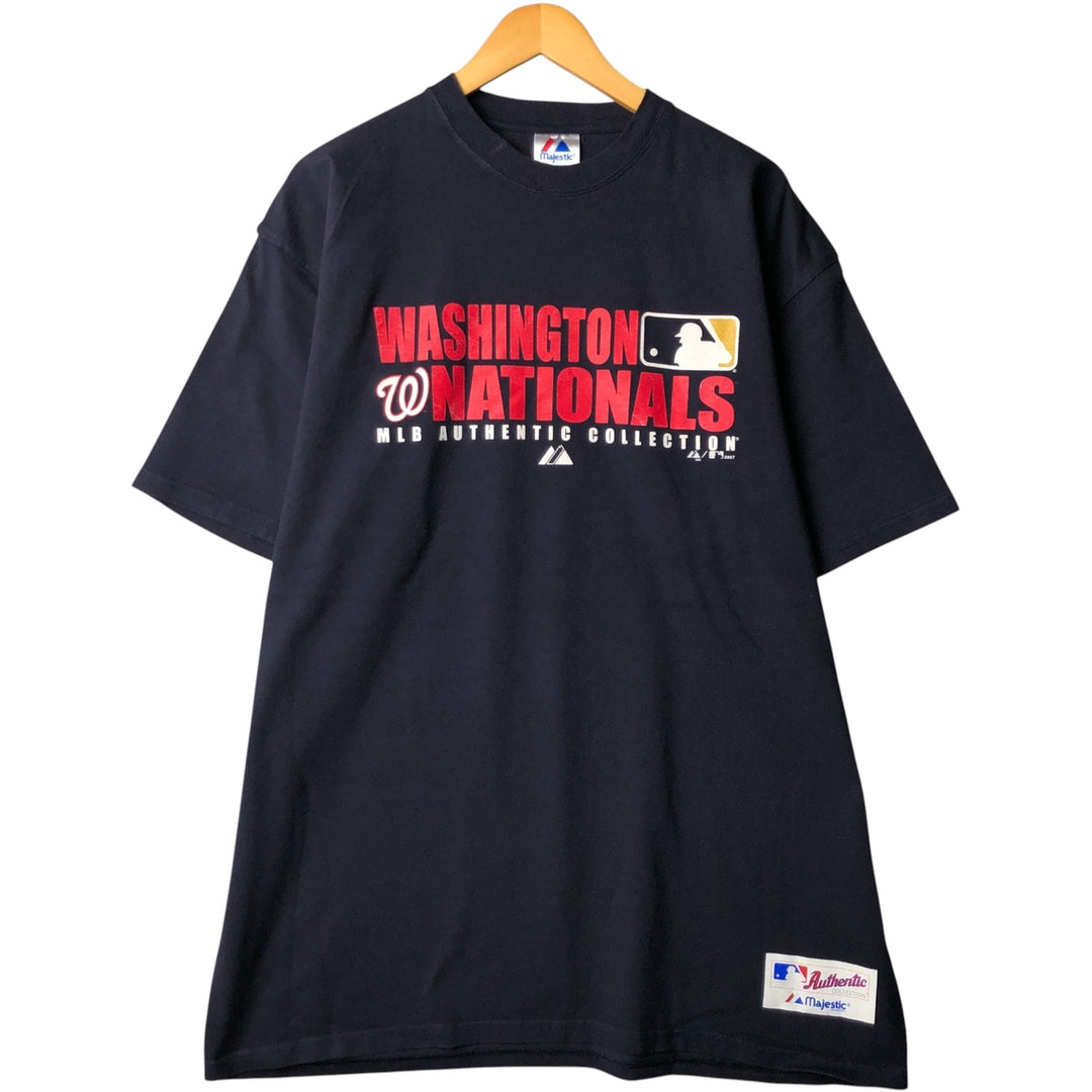 2000'S Majestic MLB Washington Nationals Sports Print T-Shirt cotton navy blue type Vintage Second Hand