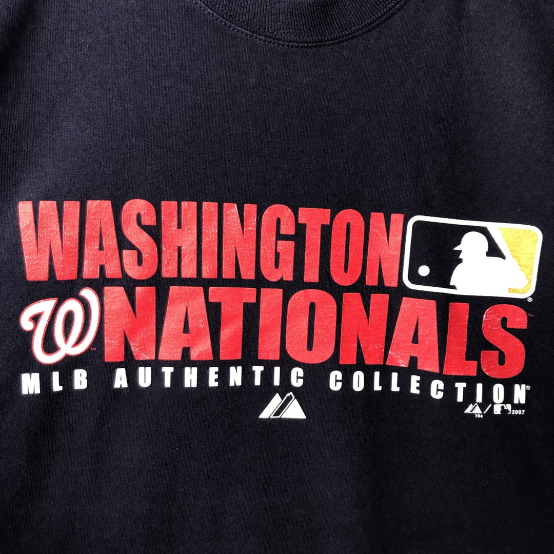 2000'S Majestic MLB Washington Nationals Sports Print T-Shirt cotton navy blue type Vintage Second Hand