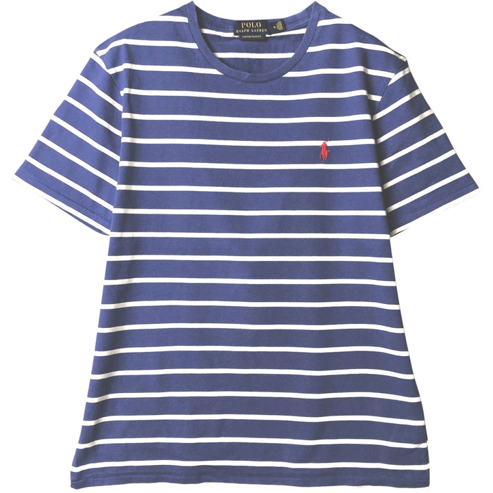 Ralph Lauren POLO RALPH LAUREN CUSTOM SLIM FIT short sleeve striped T-shirt men's size M cotton blue type Vintage Second Hand